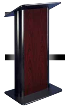 Picture of Jewel Mahogany Lectern with Black Anodized Aluminum, Flat Front Design