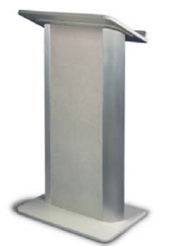 Picture of Gray Granite Lectern with Satin Anodized Aluminum, Flat Front Design