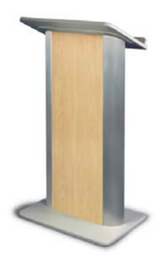 Picture of Hardrock Maple Lectern with Satin Anodized Aluminum, Flat Front Design