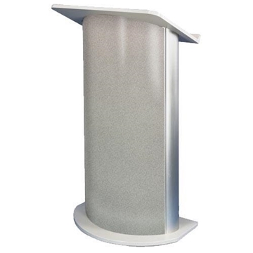 Picture of Gray Granite Lectern with Satin Anodized Aluminum, Curved Front Design