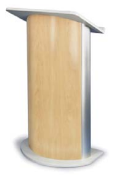 Picture of Hardrock Maple Lectern with Satin Anodized Aluminum, Curved Front Design