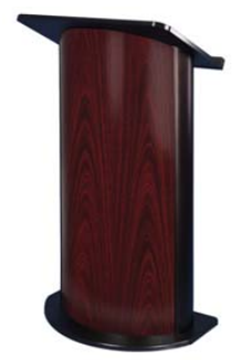 Picture of Jewel Mahogany Lectern with Black Anodized Aluminum, Curved Front Design