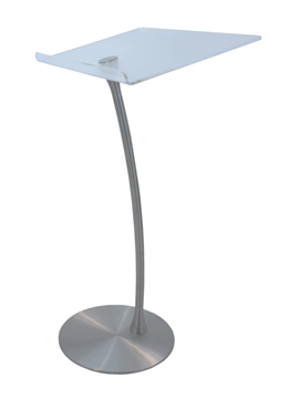 Picture of 24" Wide, Clear Reading Surface Acrylic Steel Column Arc Lectern