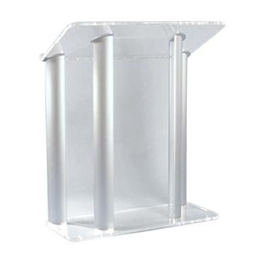 Picture of Contemporary Clear Acrylic and Silver Aluminum Lectern
