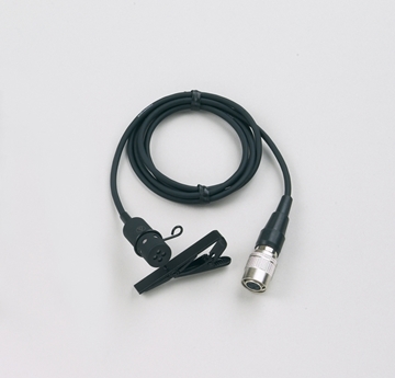 Picture of Cardioid condenser lavalier microphone with 55" cable perm. attached with locking 4-pin HRS-type connector for AT wireless systems (UniPak transmitters)