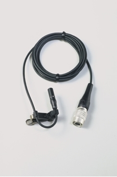 Picture of Subminiature cardioid condenser lavalier microphone with 55" cable terminated with locking 4-pin HRS-type connector for Audio-Technica wireless systems using UniPak transmitters