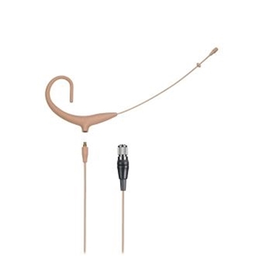 Picture of MicroSet omnidirectional condenser headworn microphone with 55" detachable cable terminated with cH-style screw-down 4-pin connector for use with cH-style body-pack transmitter, beige