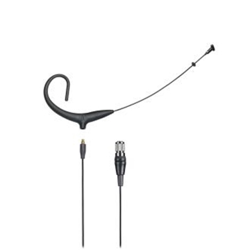 Picture of MicroSet cardioid condenser headworn microphone with 55" detachable cable terminated with cH-style screw-down 4-pin connector for use with cH-style body-pack transmitter, black