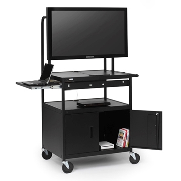 Picture of Flat Panel Cabinet Cart with Laptop Shelf, for 26 to 42-inch Monitors with 6-Outlet Electrical