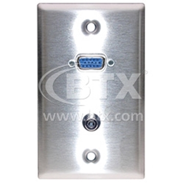Picture of 1 Gang Stainless Steel Wall Plate, Loaded with HD15 and 3.5mm