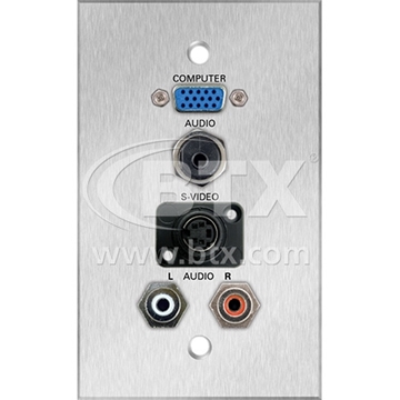 Picture of 1-gang 1/8" Anodized Aluminum Wall Plate with HD15 Female to Terminal Block Connector, Clear