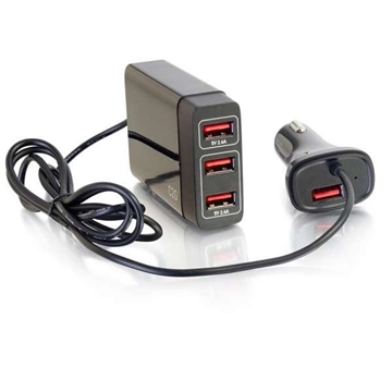 Picture of 4-port USB Car Charger with Extension for Passengers, 5.8A Output