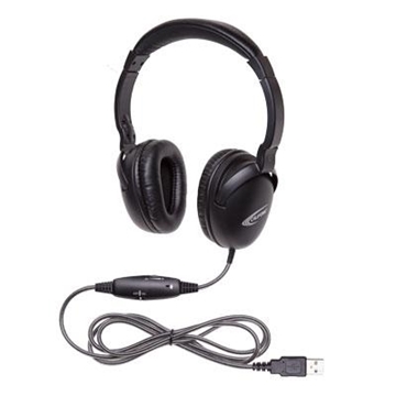 Picture of NeoTech Plus Series Headset, CaliTuff PVC-jacketed Cord, USB Plug, Noise-reducing, Unidirectional Inline Microphone