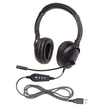 Picture of NeoTech Plus Series Headset, CaliTuff PVC-jacketed Cord, USB Plug, Noise-reducing, Unidirectional Microphone