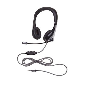 Picture of NeoTech Series Headset, CaliTuff PVC-jacketed Cord, 4-conductor, Gold-plated, 3.5mm Stereo Plug, Noise-reducing, Unidirectional Inline Microphone