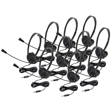Picture of Classroom 10-Pack of Lightweight Personal Multimedia Stereo Headsets with To Go Plugs