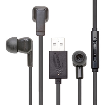 Picture of Earbud Headphone with USB Plug, Microphone, Volume Control