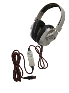 Picture of Wired Mac and PC Compatible Stereo Headset with Standard Cord, USB Plug and 85dB In-line Volume Controls