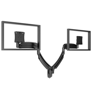 Picture of K1W Dual Monitor Dynamic Height-adjustable Wall Mount, 20.67" Extension, Black