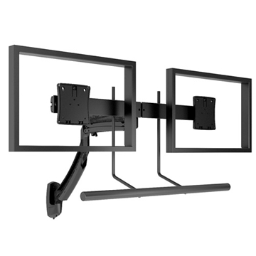 Picture of K1W Dual Monitor Array Dynamic Height-adjustable Wall Mount, Black
