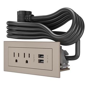 Picture of Furniture Radiant Power Centre, 2x AC Outlet, 2x USB-A Outlet, Nickel