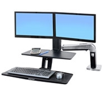 Picture of WorkFit-A Dual LCD Monitor Sit-Stand with Suspended Keyboard