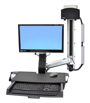 Picture of StyleView#174; Sit-Stand Combo System with Worksurface and Small CPU Holder (polished aluminum)