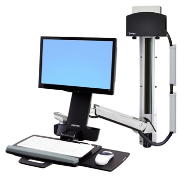 Picture of StyleView#174; Sit-Stand Combo System with Small CPU Holder (polished aluminum)