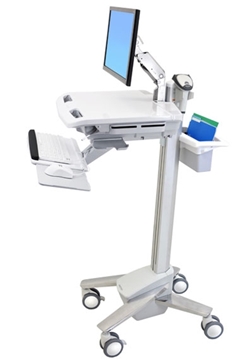 Picture of Non-powered StyleView EMR Cart with LCD Arm (White, Grey and Polished Aluminum)