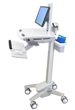 Picture of Non-powered StyleView EMR Cart with LCD Pivot (White, Grey and Polished Aluminum)