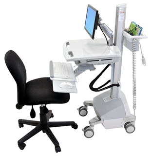 Picture of StyleView EMR LCD Cart, Life Powered, Arm (White, Grey and Polished Aluminum)