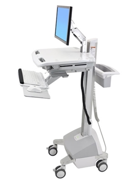 Picture of LiFe Powered StyleView EMR Cart with LCD Pivot (White, Grey and Polished Aluminum)