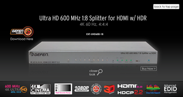 Picture of 1x8 600MHz Ultra HD Splitter for HDMI with HDR