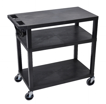 Picture of 34" Fixed Height Presentation Cart with 3 Shelves, Black