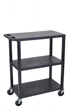 Picture of 42" Fixed Height Presentation Cart with 3 Shelves, Black