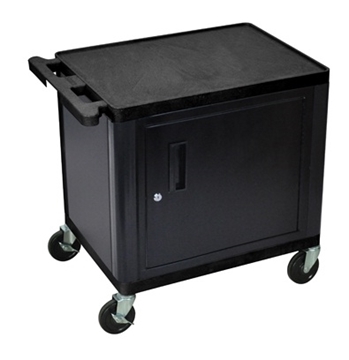 Picture of 26" Presentation AV Cart with 2 Shelves and Cabinet, Black