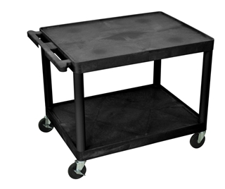 Picture of 27" Presentation AV Cart with 2 Shelves and 3-outlet 15ft Cord, Black