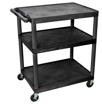Picture of 40" Presentation AV Cart with 3 Shelves and 3-outlet 15ft Cord, Black