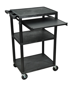 Picture of 42" Presentation AV Cart with Front Pullout Shelf, Black
