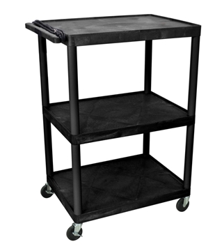 Picture of 48.25" Presentation AV Cart with 3 Shelves and 3-outlet 15ft Cord, Black