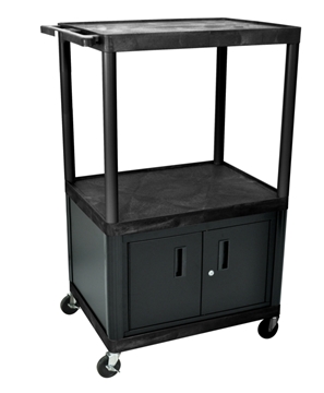 Picture of 54.25" Presentation AV Cart with 3 Shelves and Cabinet, Black