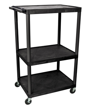 Picture of 24.25" Presentation AV Cart with 3 Shelves and 3-outlet 15ft Cord, Black