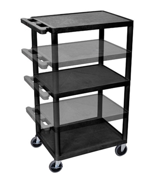 Picture of 16" to 42" Presentation AV Cart with 3 Shelves and 3-outlet 15ft Cord, Black