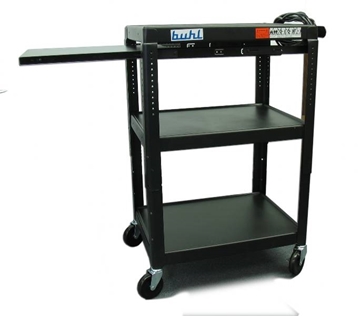 Picture of Height adjustable AV Media Cart - Three stationary shelves, One Pull-Out