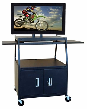 Picture of Flat Panel AV Cart with Locking Cabinet Adjustable 26" to 42"