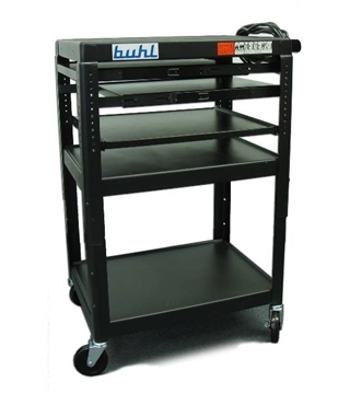 Picture of Height adjustable AV Media Cart - Three stationary Shelves, Two Pull-Out, Additional Laptop Shelf
