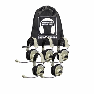 Picture of Sack-O-Phones, 5 HA-66M Deluxe Multimedia Headphones in a carry bag