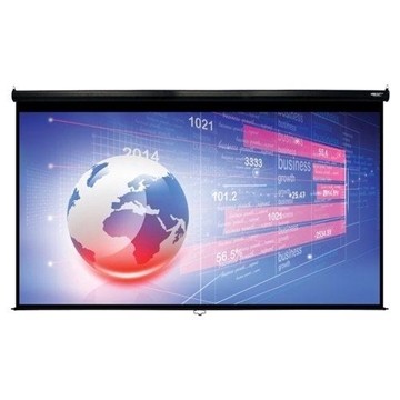 Picture of 150" Diag (74x131) Manual Pull Down Projector Screen, HDTV Format, Matte White Fabric, Black
