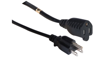 Picture of 1' Economy UL Listed NEMA 5-15P to NEMA 5-15R 16AWG 13A Power Cord