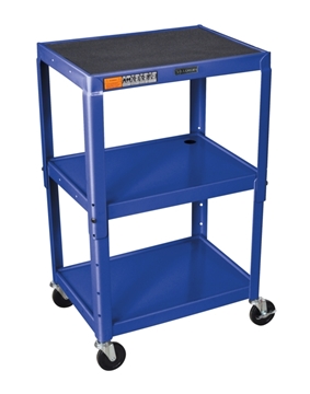 Picture of 24 - 42" Steel Adjustable Height 3 Shelves AV Cart, Blue